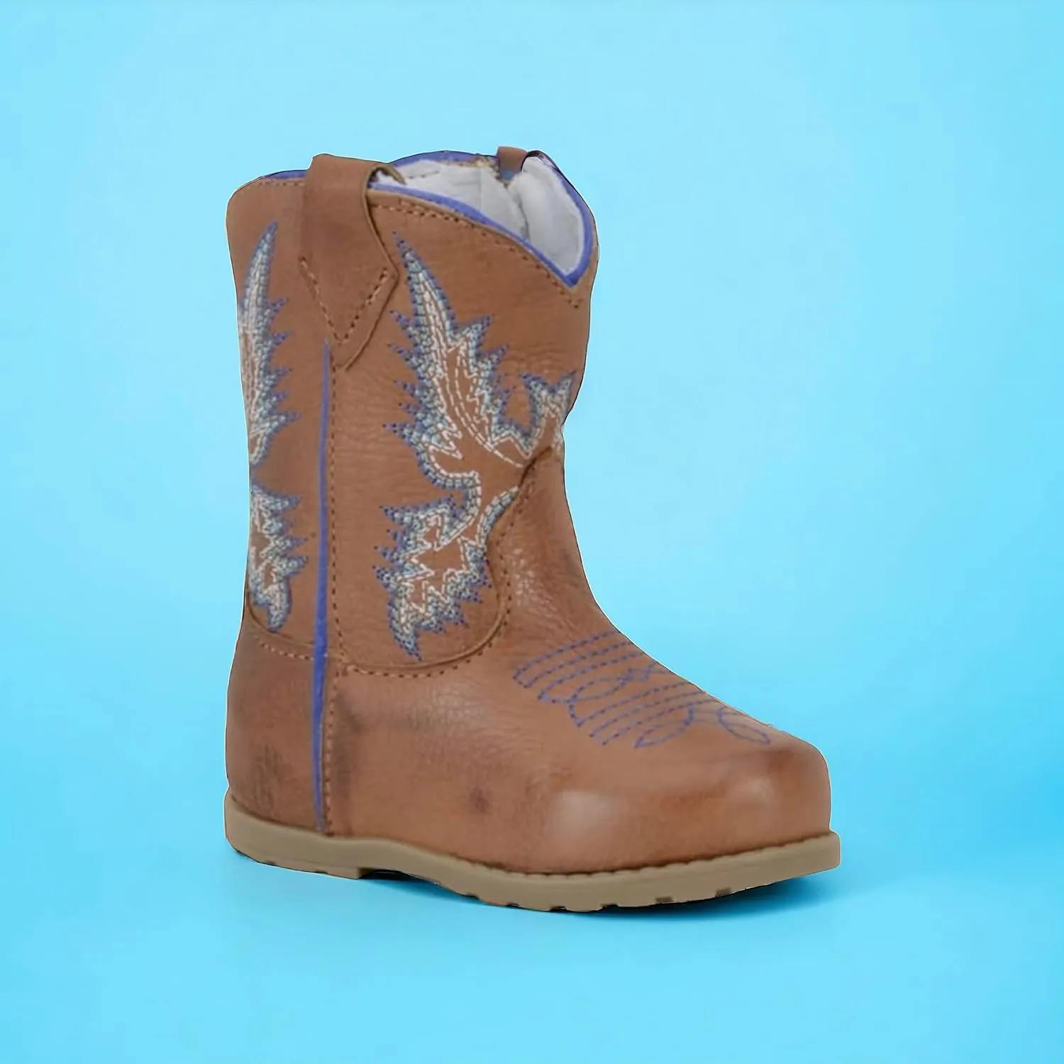 King USA Texas Real Leather Western Boots - Cowboy Bootie for Baby Infant Toddler Boys Girls Newborn