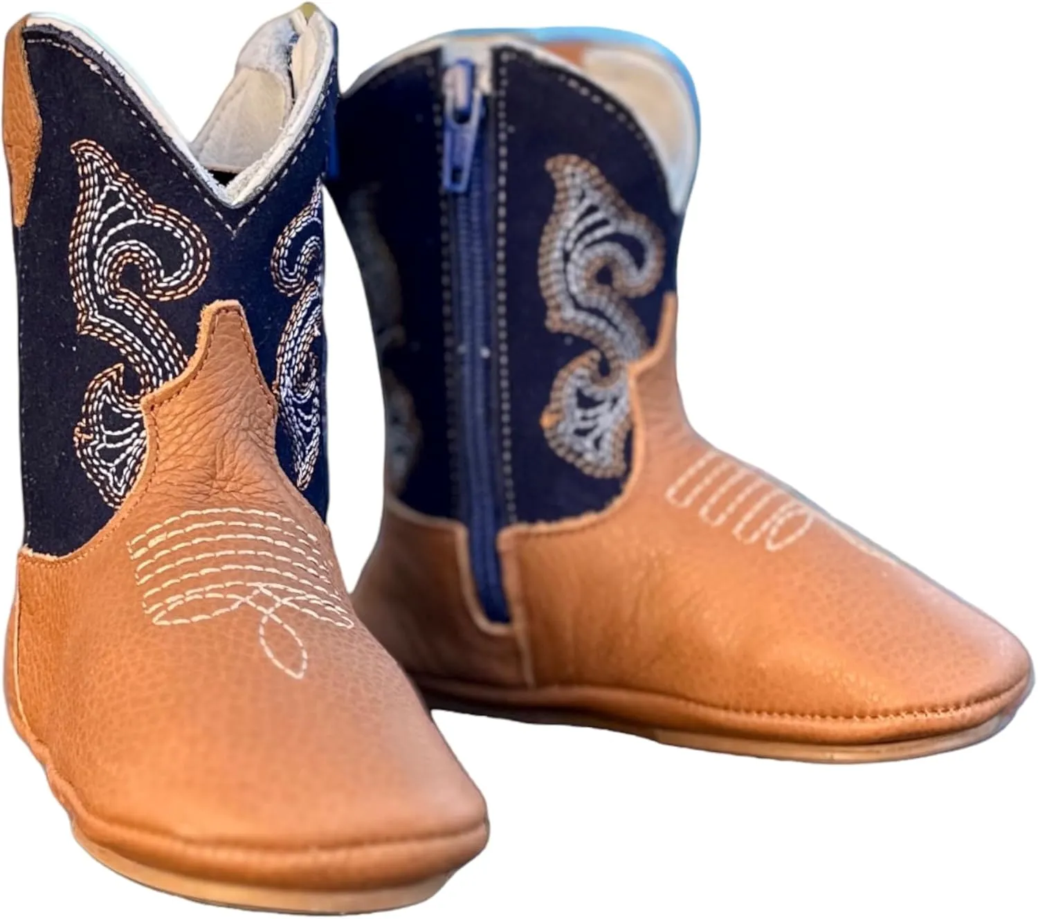 King USA Texas Real Leather Western Boots - Cowboy Bootie for Baby Infant Toddler Boys Girls Newborn