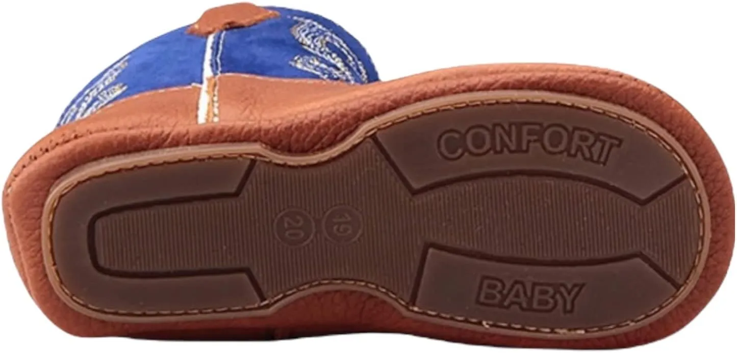 King USA Texas Real Leather Western Boots - Cowboy Bootie for Baby Infant Toddler Boys Girls Newborn