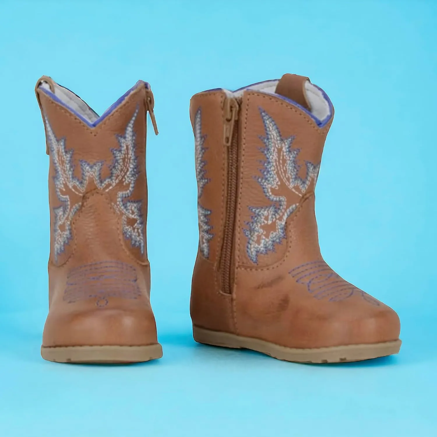 King USA Texas Real Leather Western Boots - Cowboy Bootie for Baby Infant Toddler Boys Girls Newborn