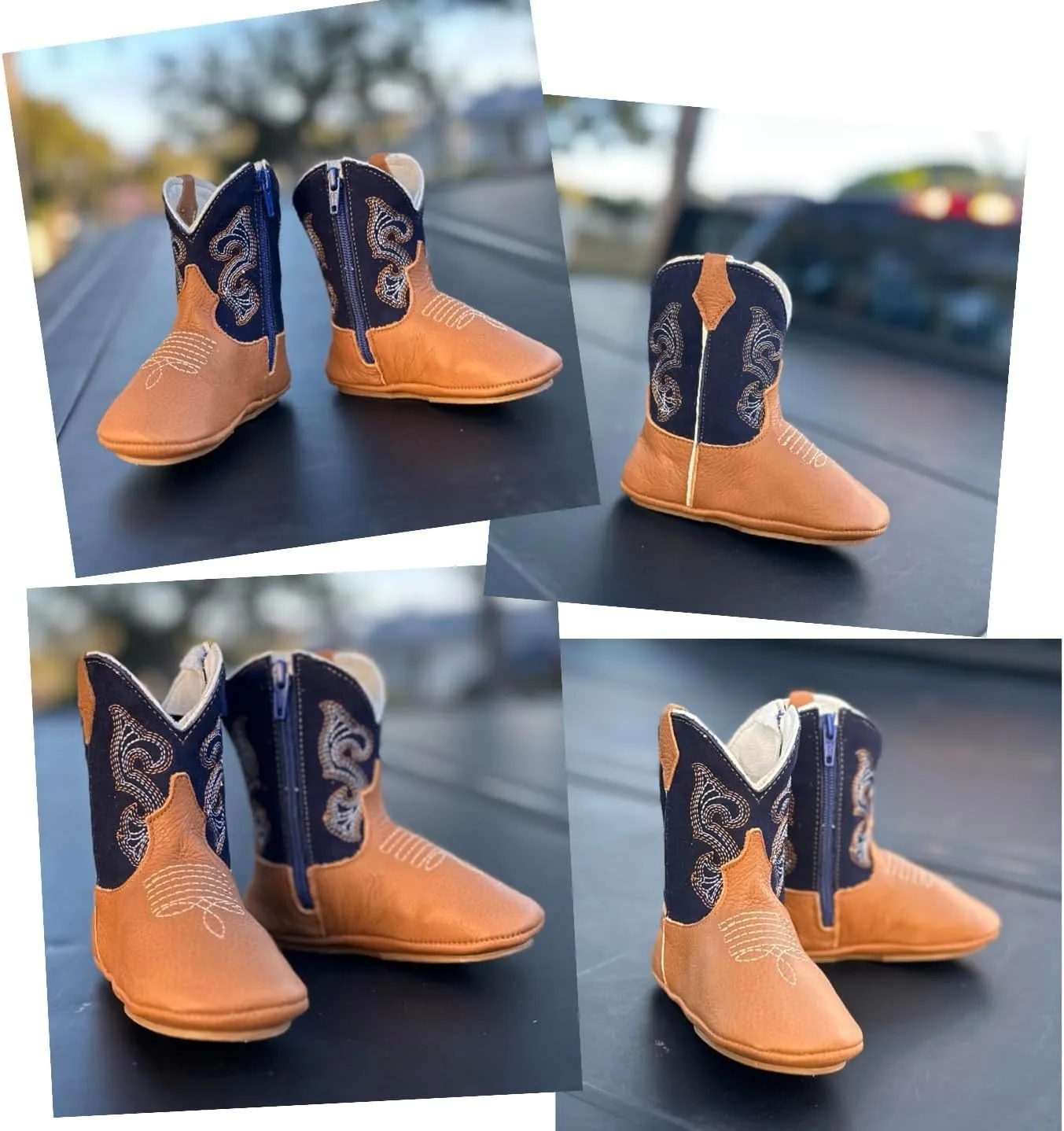 King USA Texas Real Leather Western Boots - Cowboy Bootie for Baby Infant Toddler Boys Girls Newborn