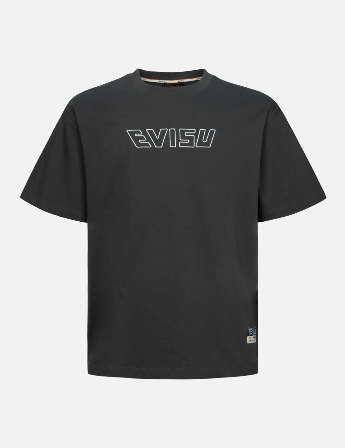 Logo Embroidery and "Soaring Seagull and Dancing Carp" Print Relax Fit T-shirt