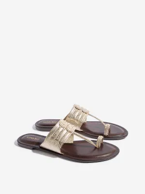 LUNA BLU Gold Braided Kolhapuri Sandals