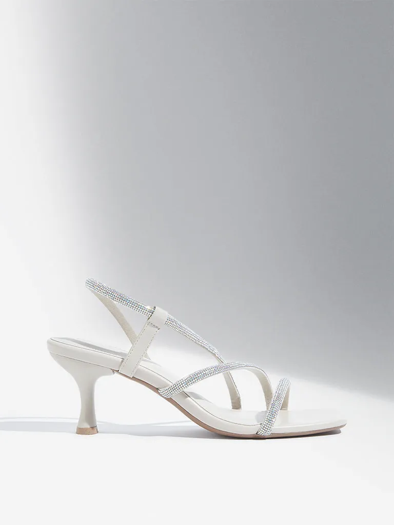 LUNA BLU Ivory Pearlescent Heel Sandals