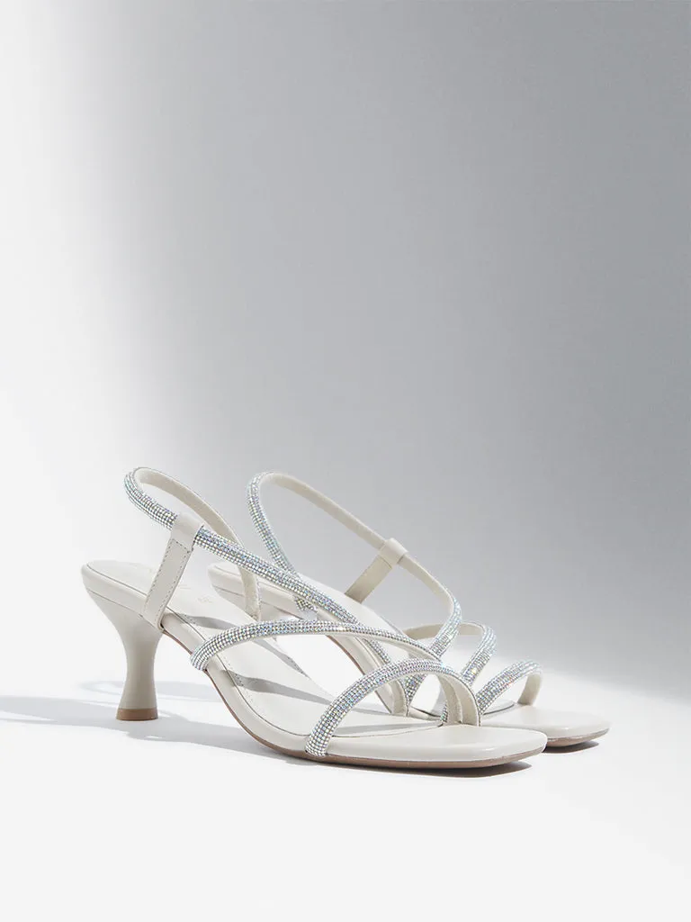 LUNA BLU Ivory Pearlescent Heel Sandals