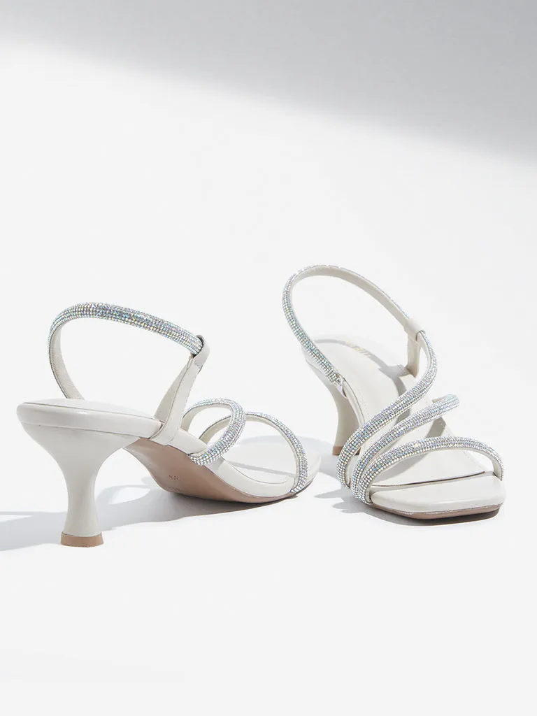LUNA BLU Ivory Pearlescent Heel Sandals