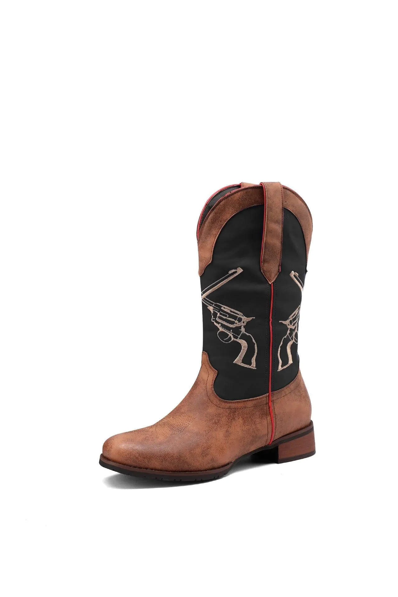Men's Embroidered Western Cowboy Ankle Boots