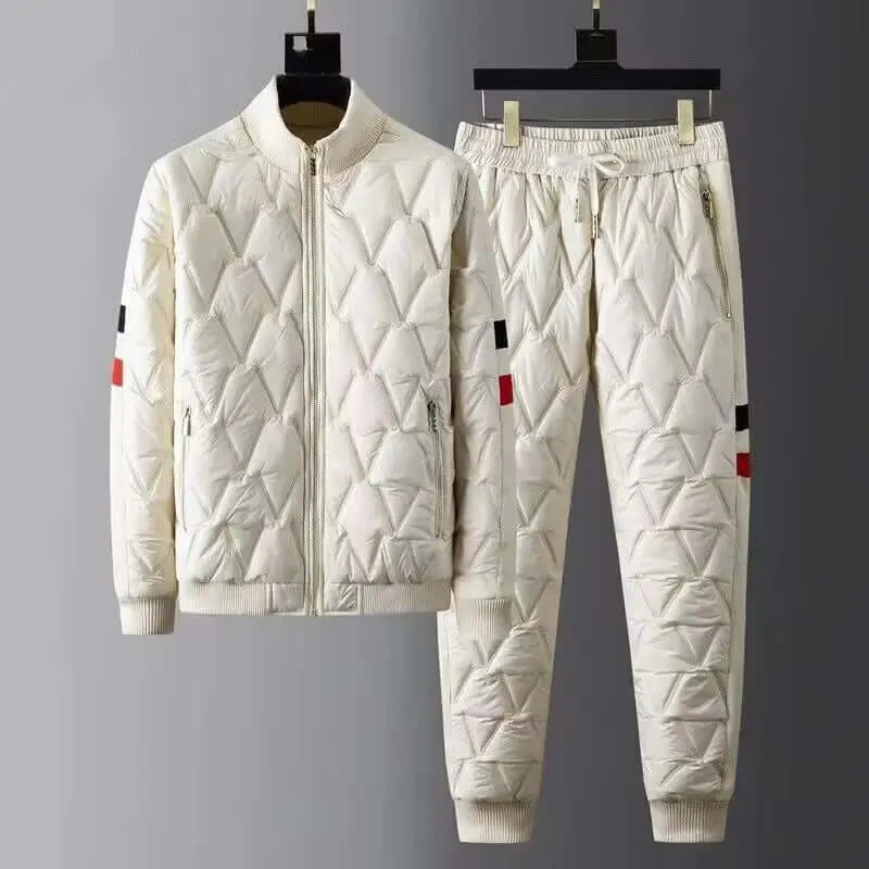 Men's Quilted Tracksuit: Bomber Jacket & Tapered Trousers