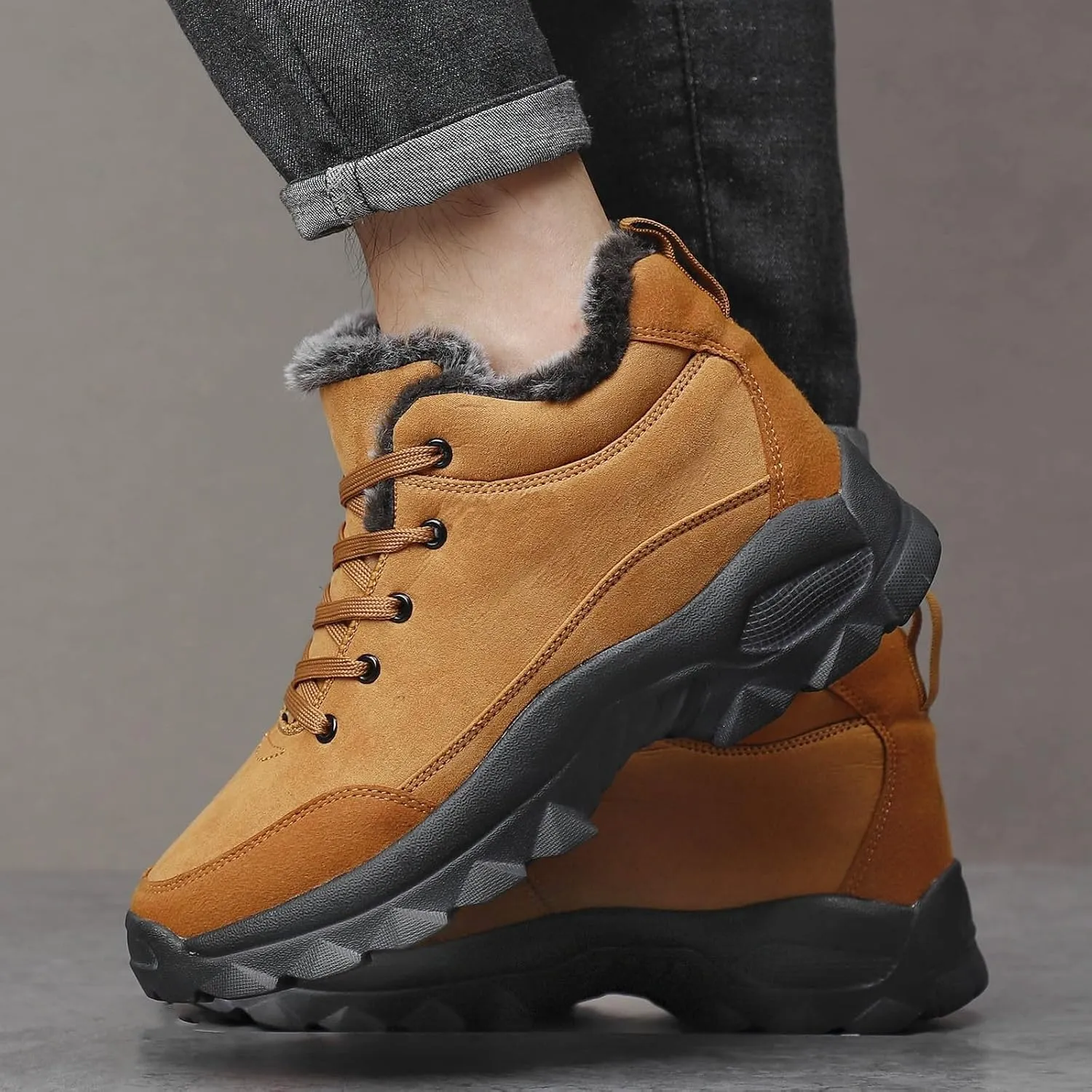 Men's Work Boots Wide Width Hiking Sneakers Warm Ankle Safety Shoes for Women Steel Toe Waterproof Outdoor Shoes Leather Comfortable Hike Grounded Footwear