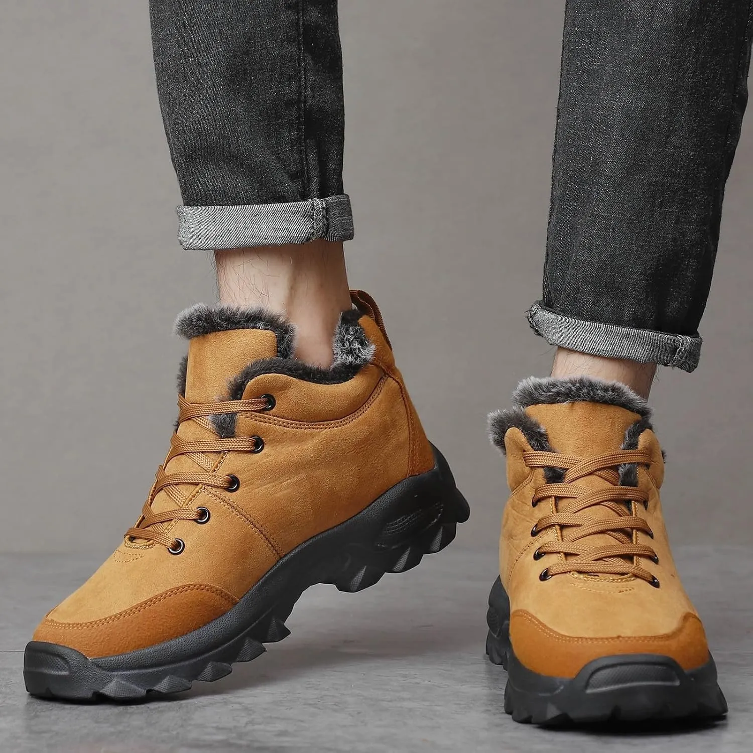 Men's Work Boots Wide Width Hiking Sneakers Warm Ankle Safety Shoes for Women Steel Toe Waterproof Outdoor Shoes Leather Comfortable Hike Grounded Footwear