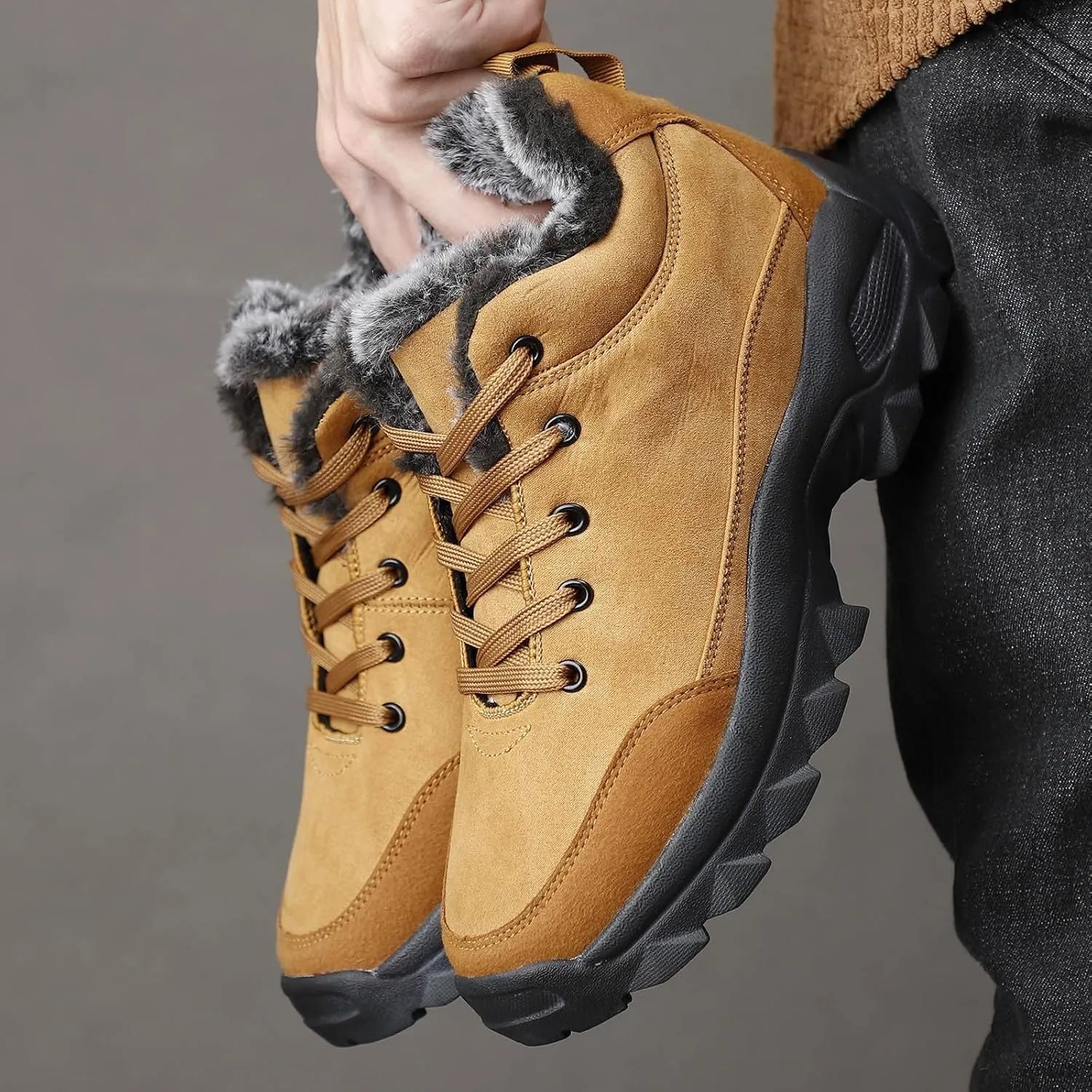 Men's Work Boots Wide Width Hiking Sneakers Warm Ankle Safety Shoes for Women Steel Toe Waterproof Outdoor Shoes Leather Comfortable Hike Grounded Footwear