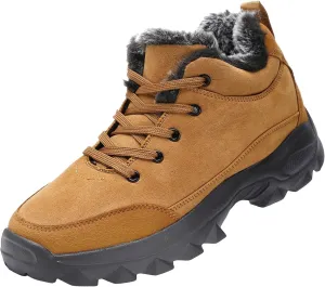 Men's Work Boots Wide Width Hiking Sneakers Warm Ankle Safety Shoes for Women Steel Toe Waterproof Outdoor Shoes Leather Comfortable Hike Grounded Footwear