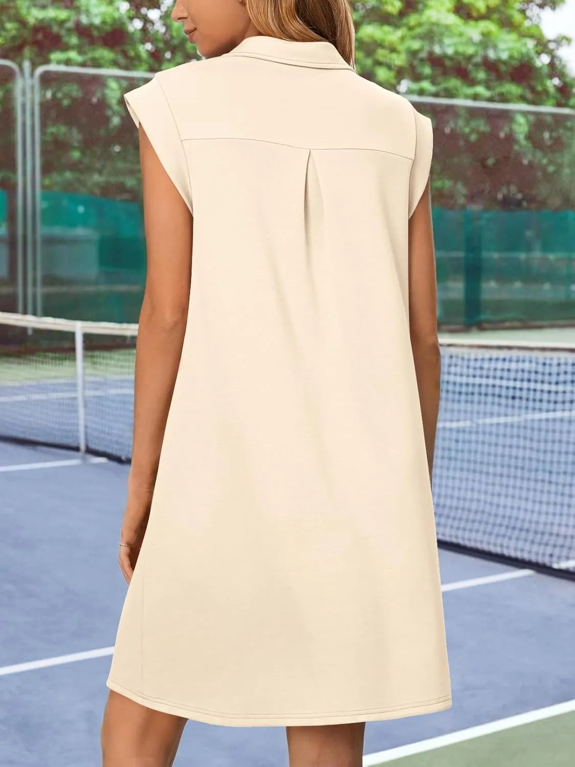 MEROKEETY Women's 2025 Summer Short Sleeve Mini Dress Casual Collared V Neck Loose T Shirt Dresses