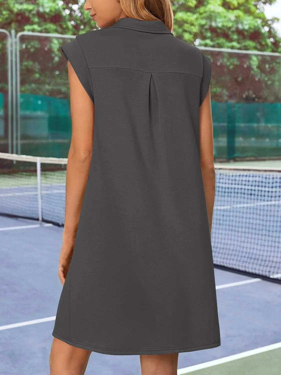 MEROKEETY Women's 2025 Summer Short Sleeve Mini Dress Casual Collared V Neck Loose T Shirt Dresses