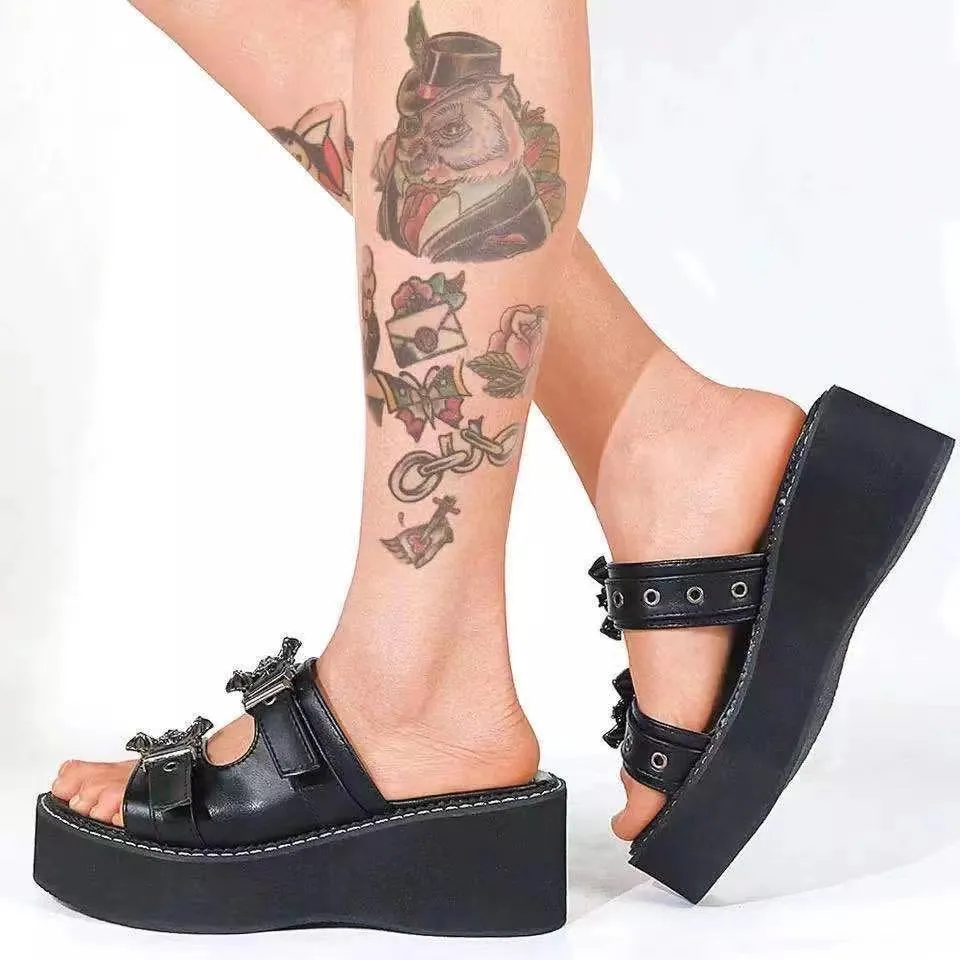 Mystique Decay - Gothic Cake Bottom Sandals by The Nevermore