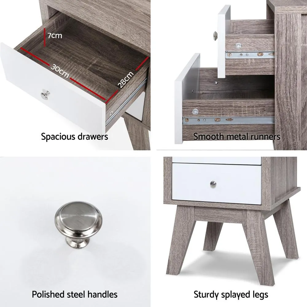 Nordic Style Bedside Table Natural Dark Woodgrain