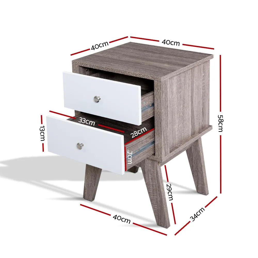 Nordic Style Bedside Table Natural Dark Woodgrain