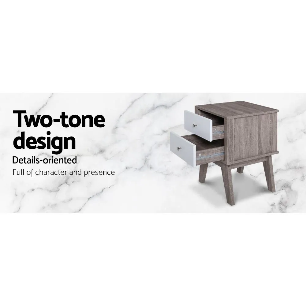 Nordic Style Bedside Table Natural Dark Woodgrain