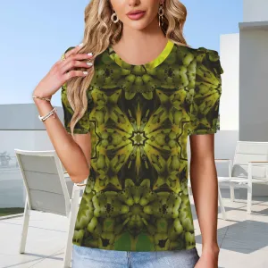 Puff Sleeve T-Shirt Forest Spearfish Canyon Geometric