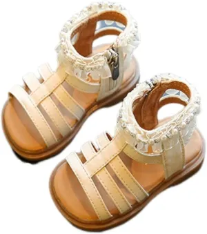 Puppy Slippers Toddler Kids Baby Girl Sandals Pearl Crystal Diamond Lace Side Princess Baby Girl Sandals 6-12 Months