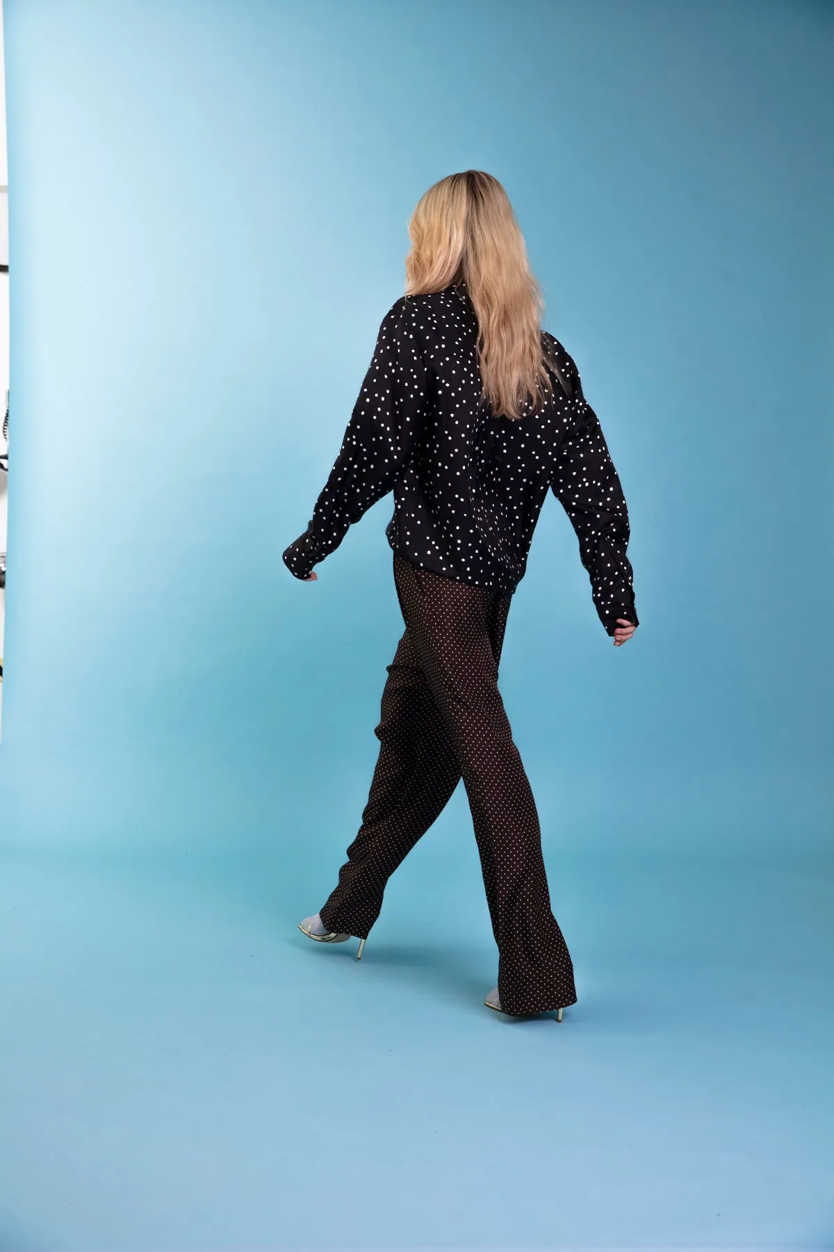 Salinas Silk Trouser Chocolate Dot Woman