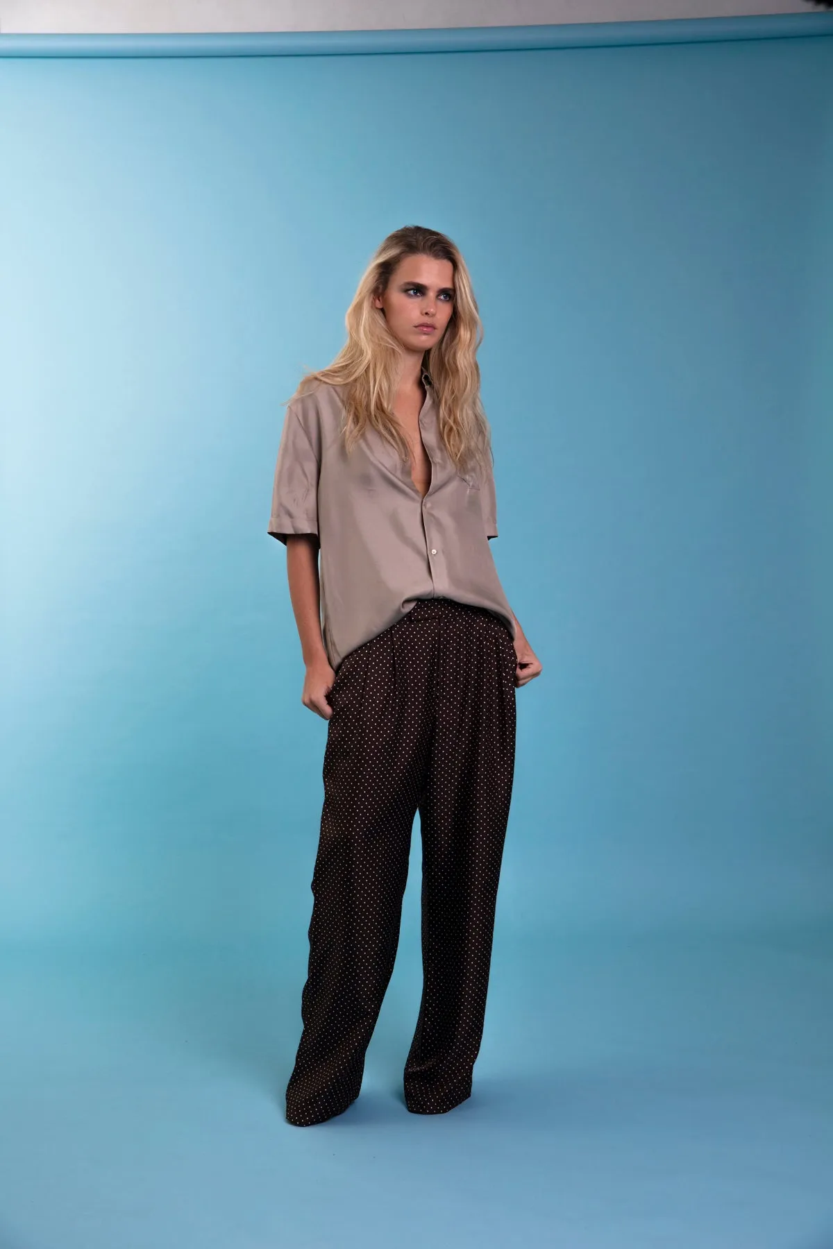 Salinas Silk Trouser Chocolate Dot Woman