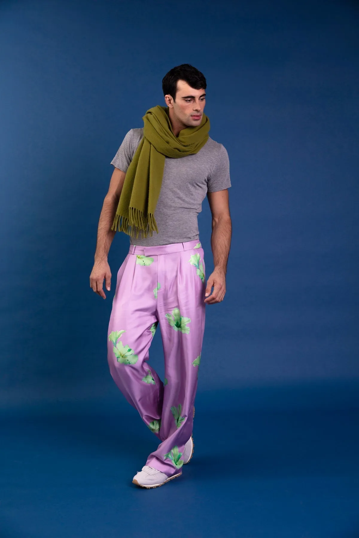 Salinas Silk Trouser Lilac Hawaii Man