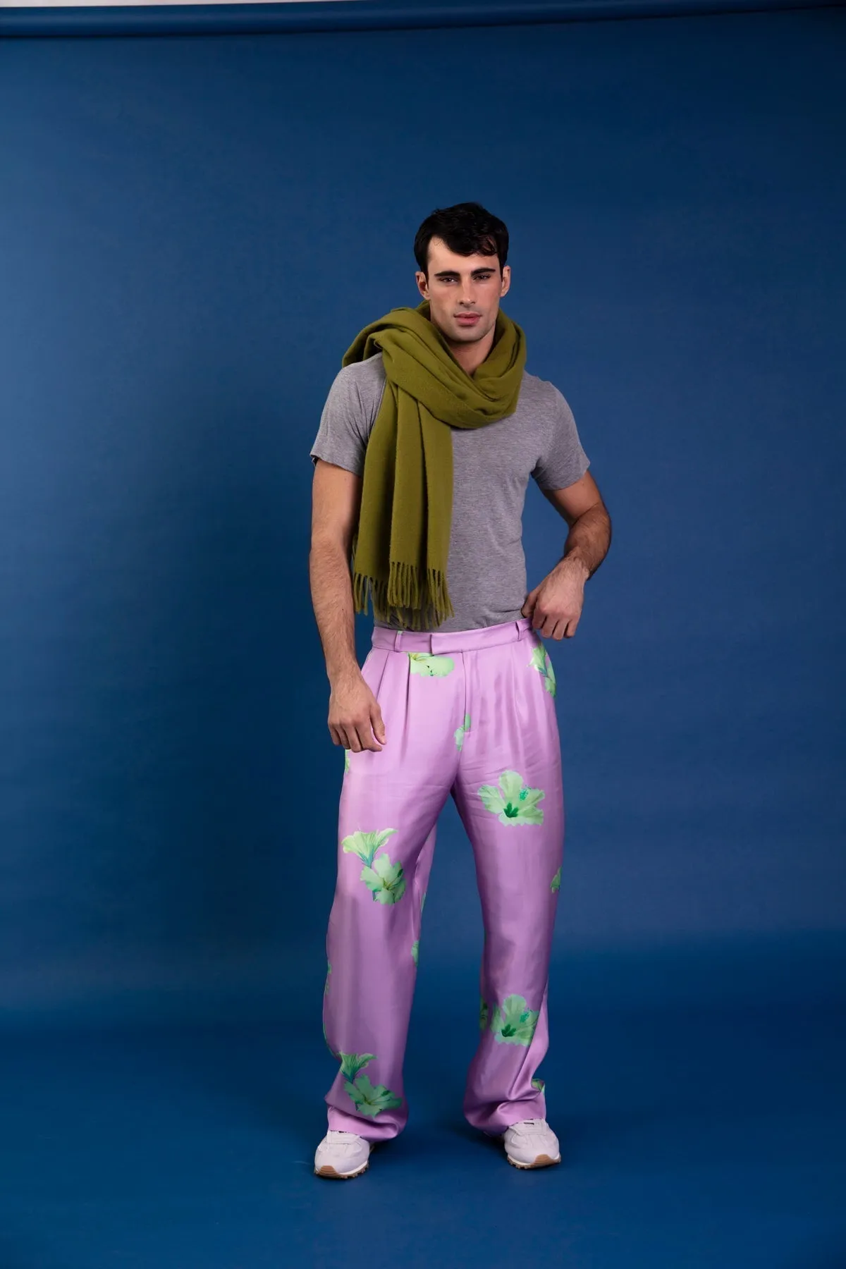 Salinas Silk Trouser Lilac Hawaii Man