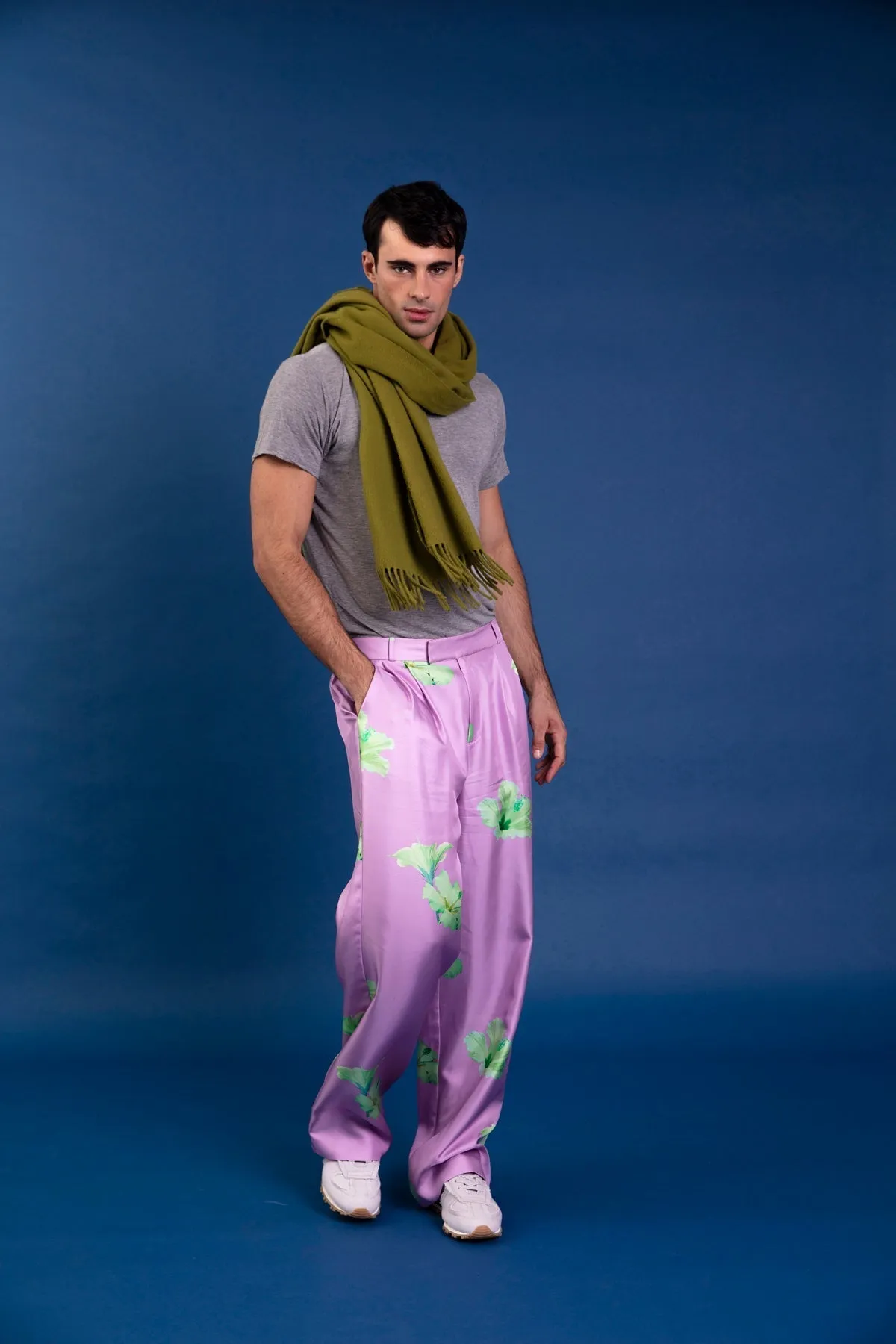 Salinas Silk Trouser Lilac Hawaii Man