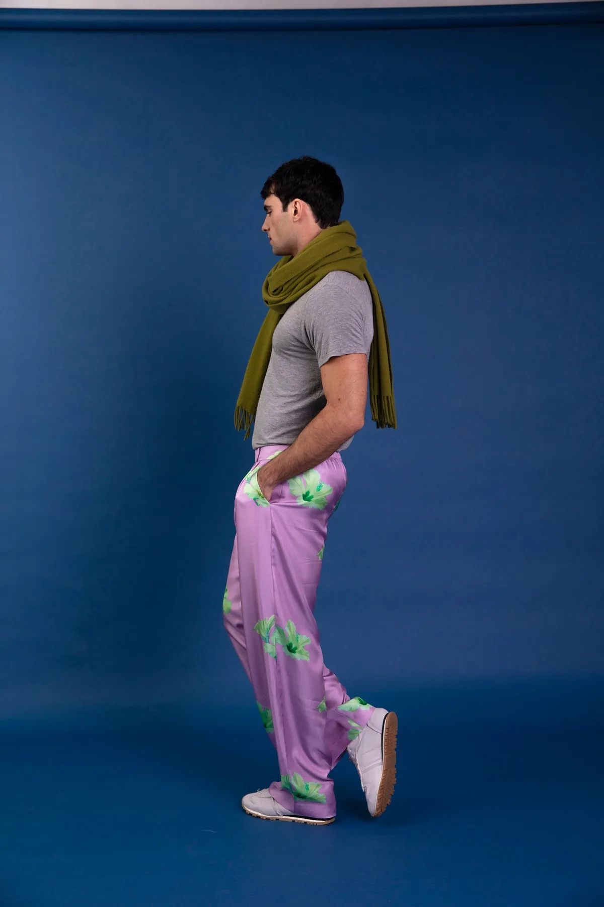 Salinas Silk Trouser Lilac Hawaii Man