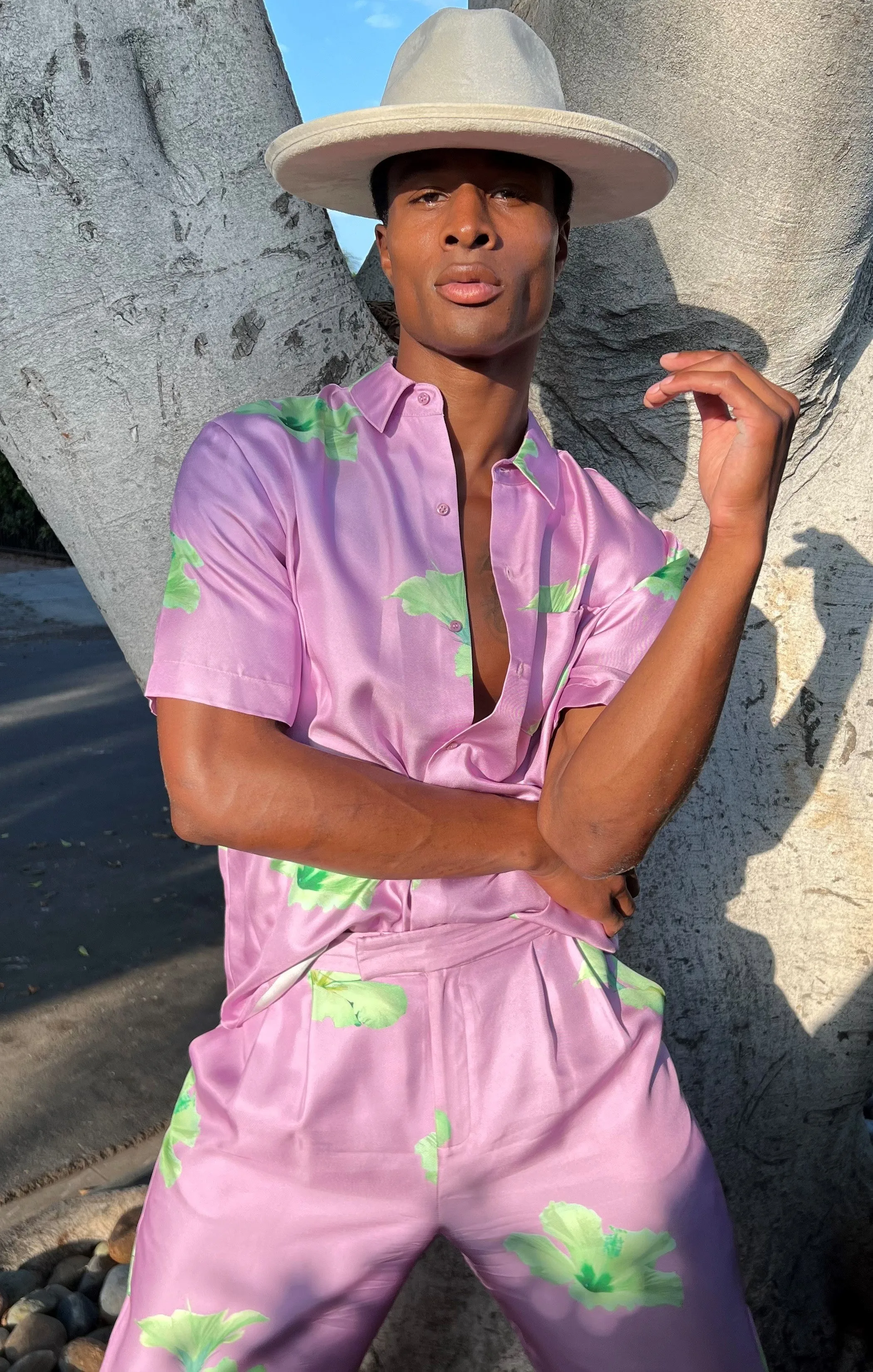 Salinas Silk Trouser Lilac Hawaii Man