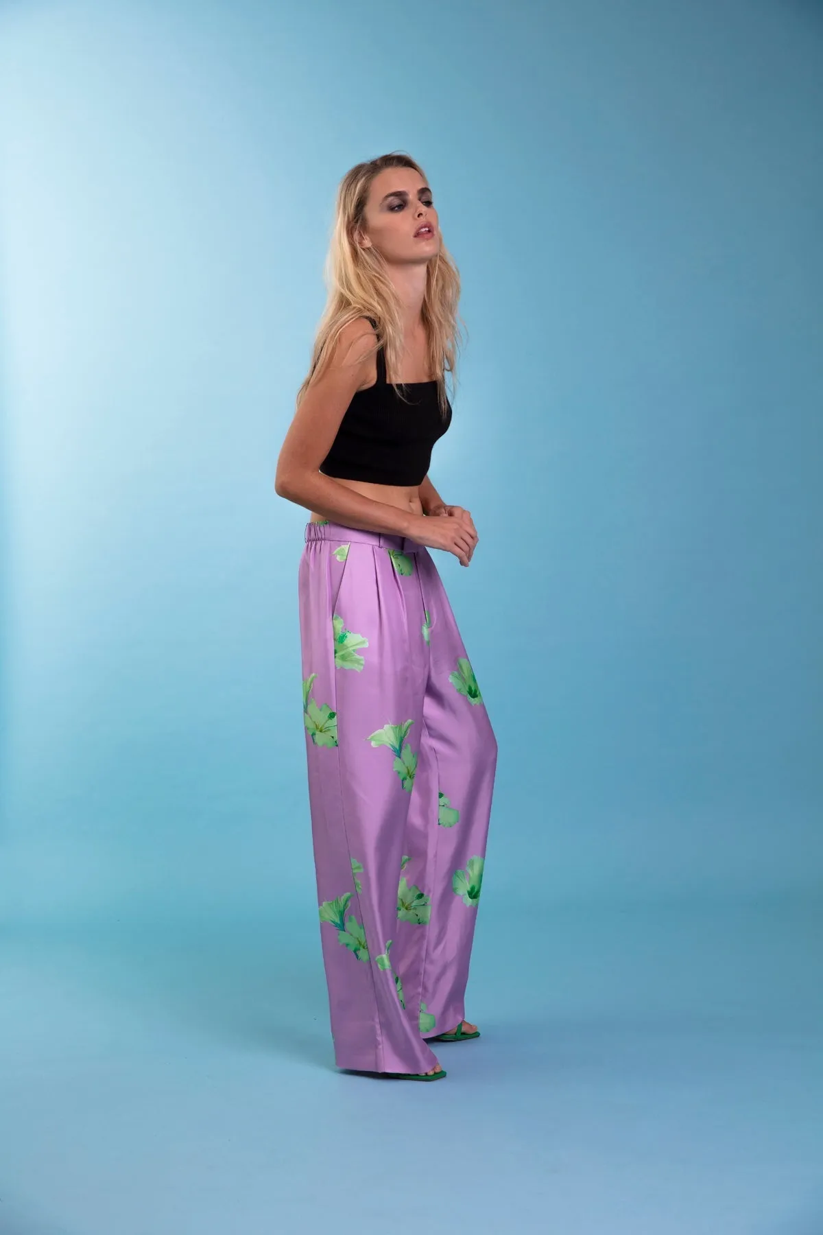 Salinas Silk Trouser Lilac Hawaii Woman