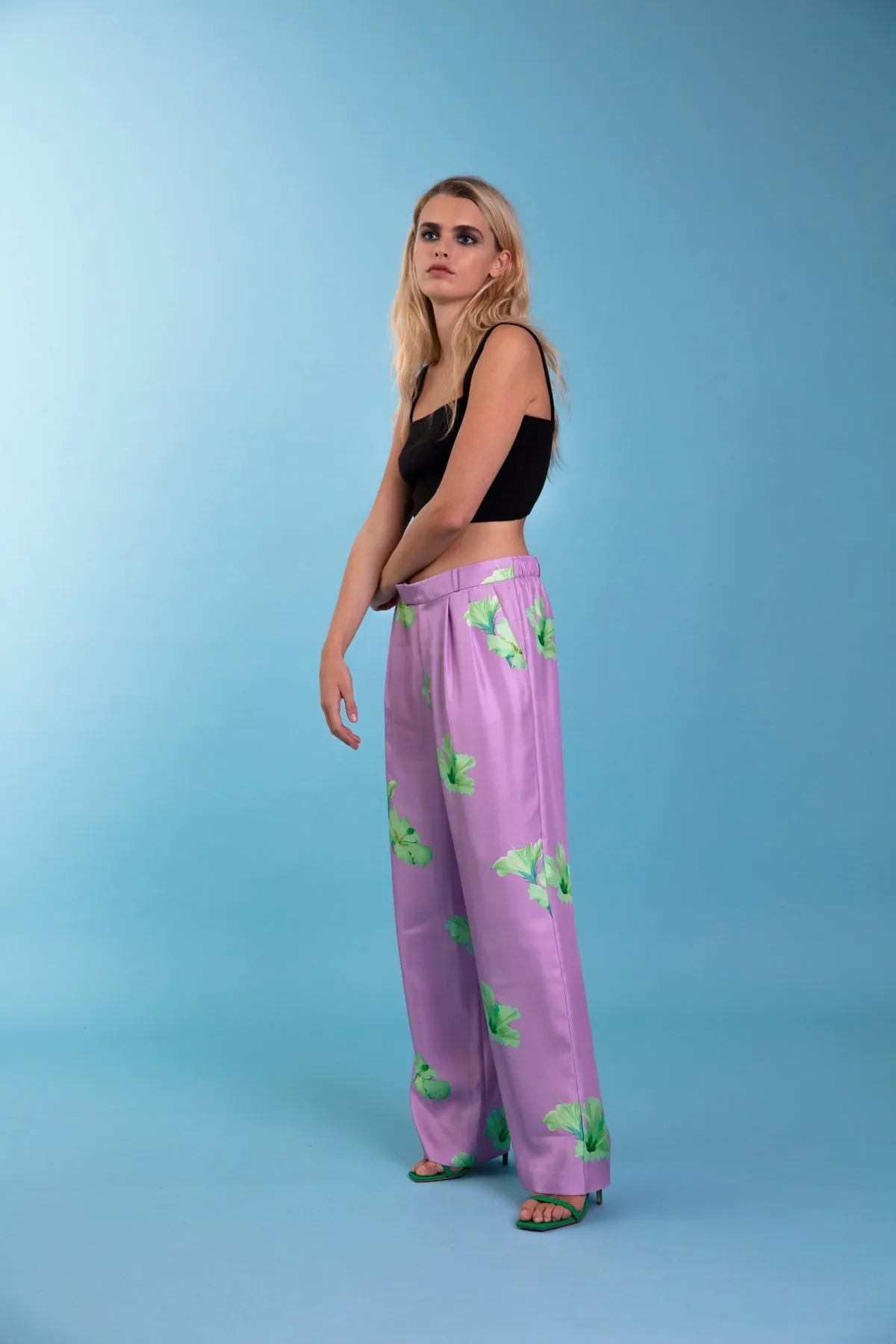 Salinas Silk Trouser Lilac Hawaii Woman
