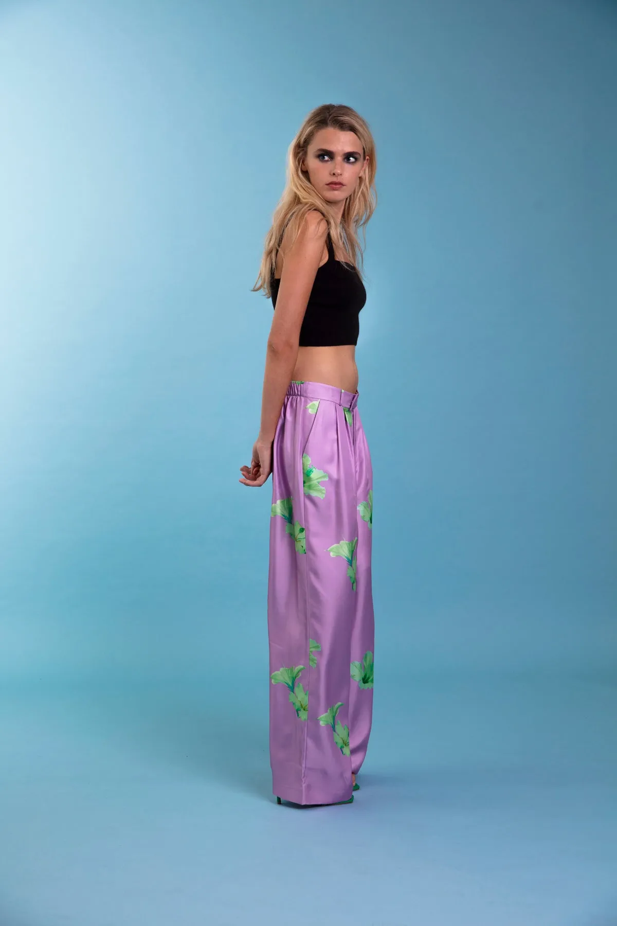 Salinas Silk Trouser Lilac Hawaii Woman