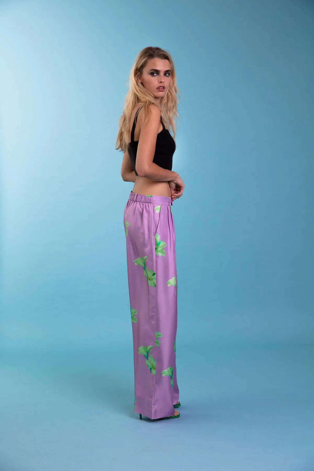 Salinas Silk Trouser Lilac Hawaii Woman