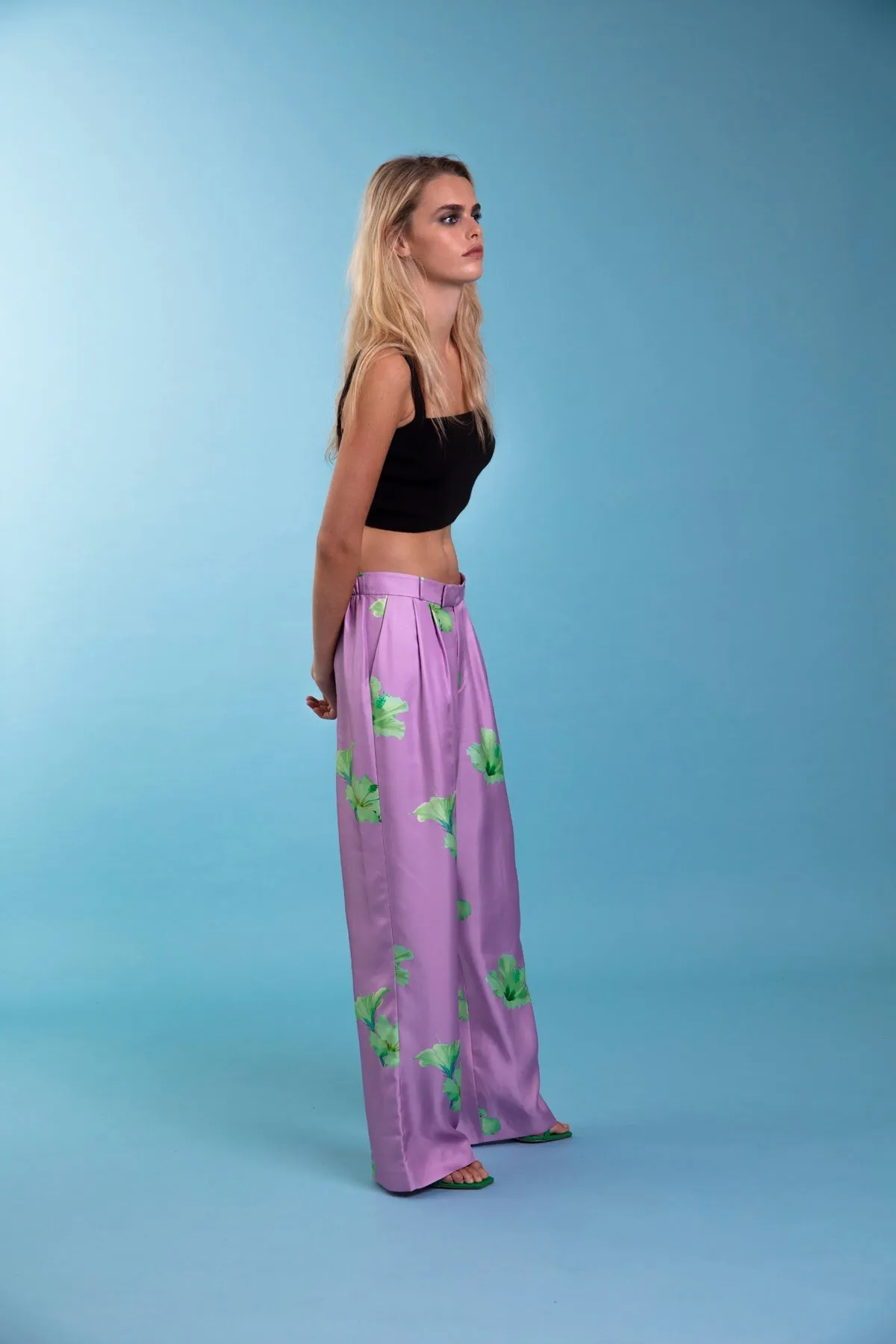 Salinas Silk Trouser Lilac Hawaii Woman
