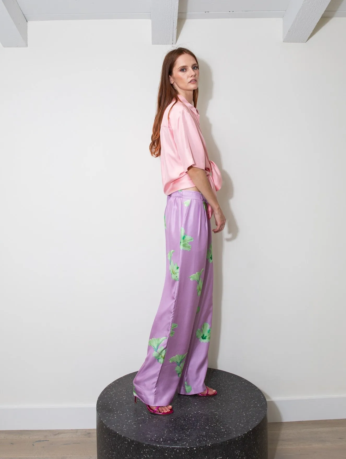 Salinas Silk Trouser Lilac Hawaii Woman