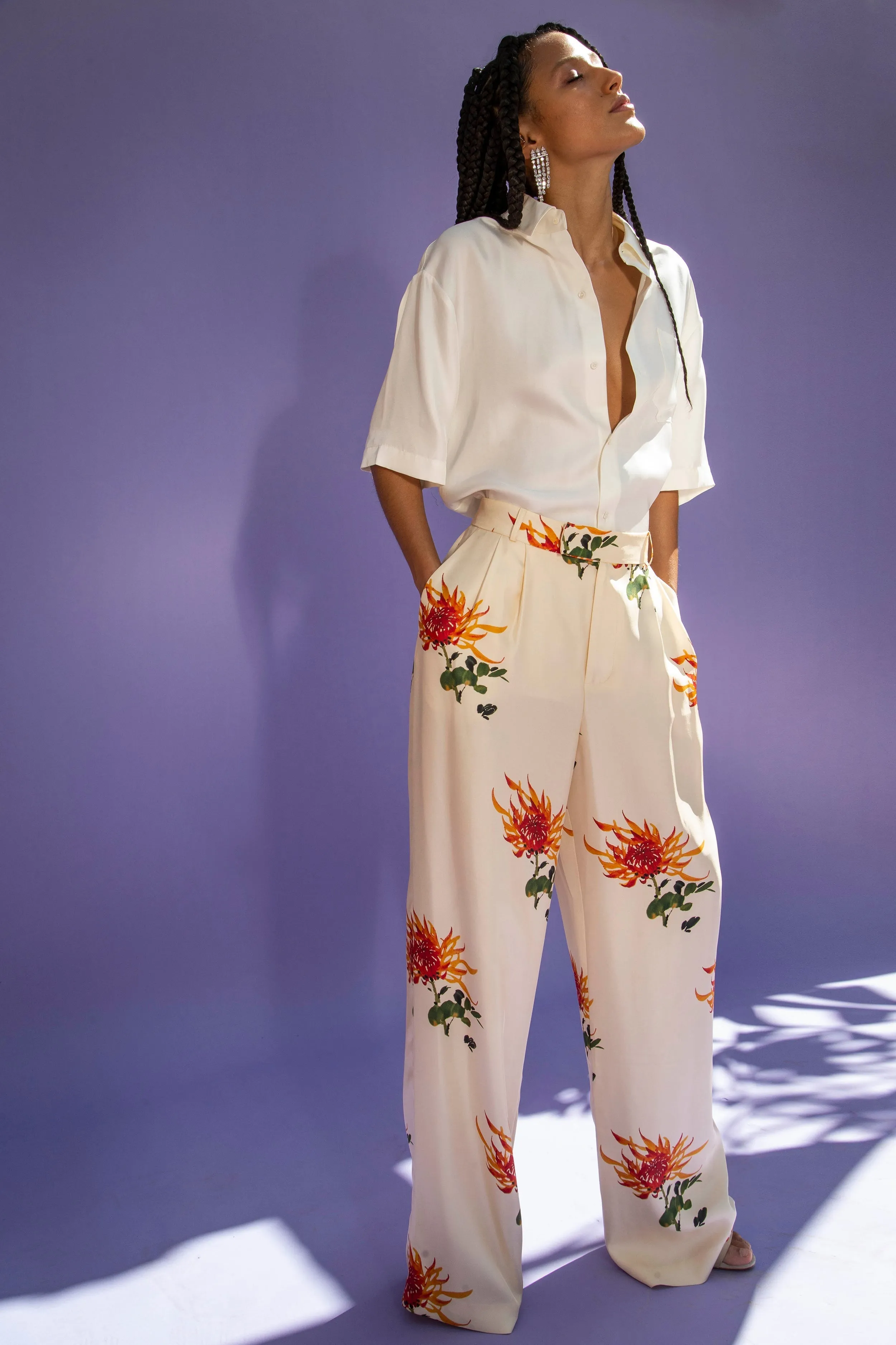 Salinas Silk Trouser Orange Chrysanthemum Woman