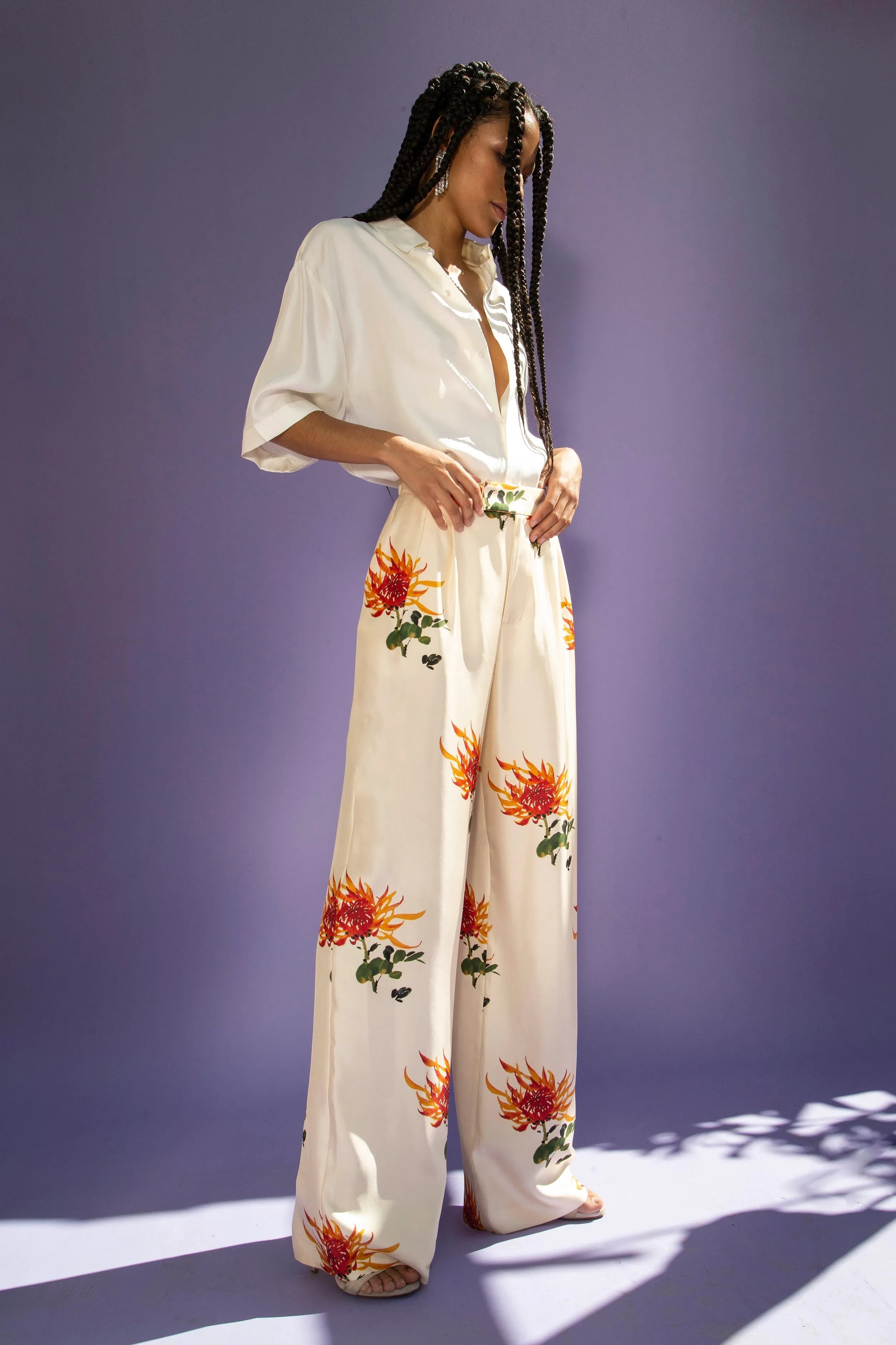 Salinas Silk Trouser Orange Chrysanthemum Woman