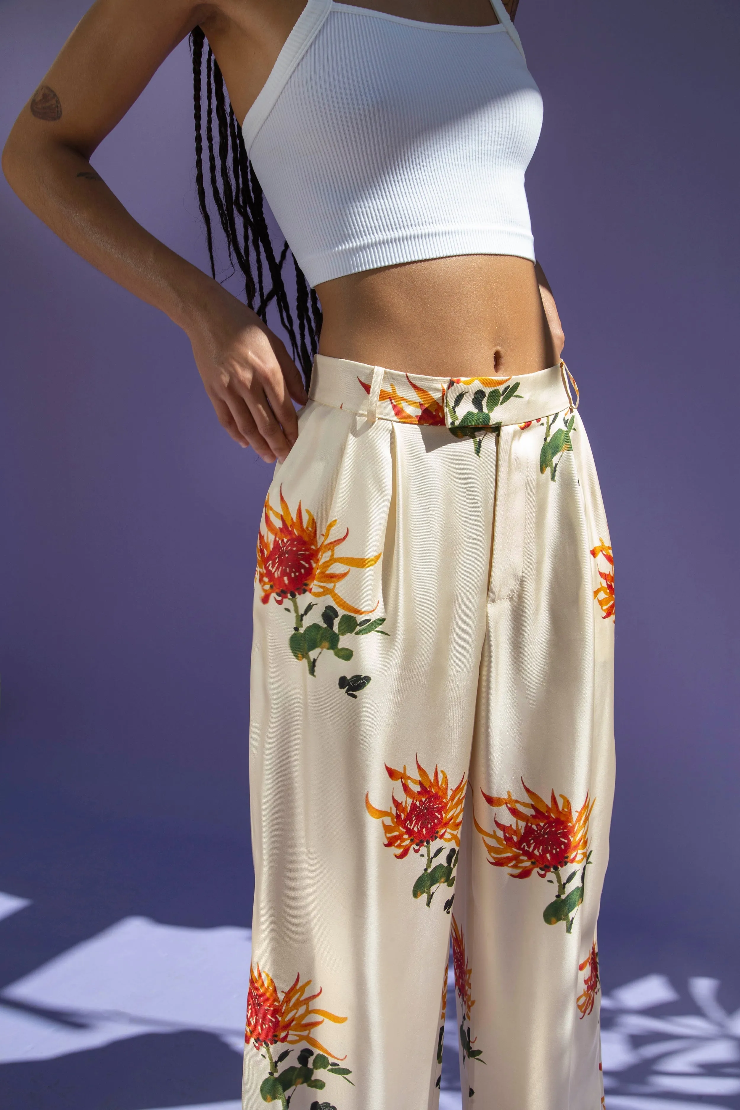 Salinas Silk Trouser Orange Chrysanthemum Woman