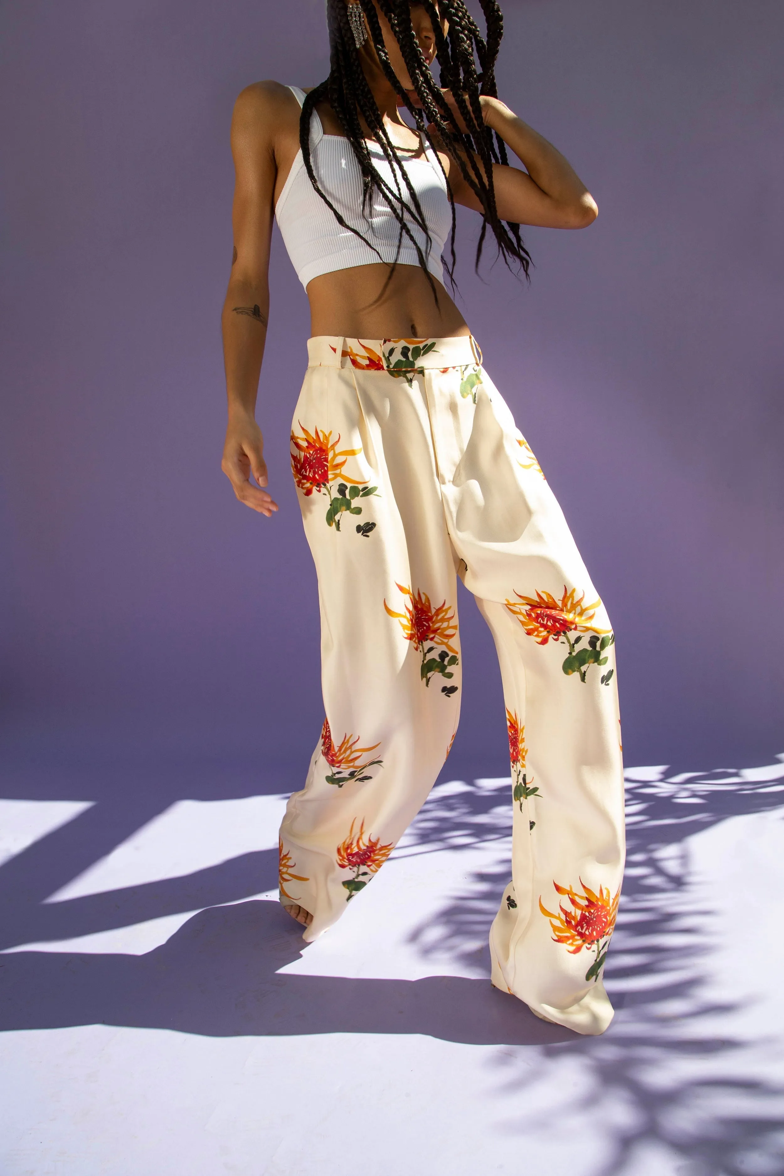 Salinas Silk Trouser Orange Chrysanthemum Woman
