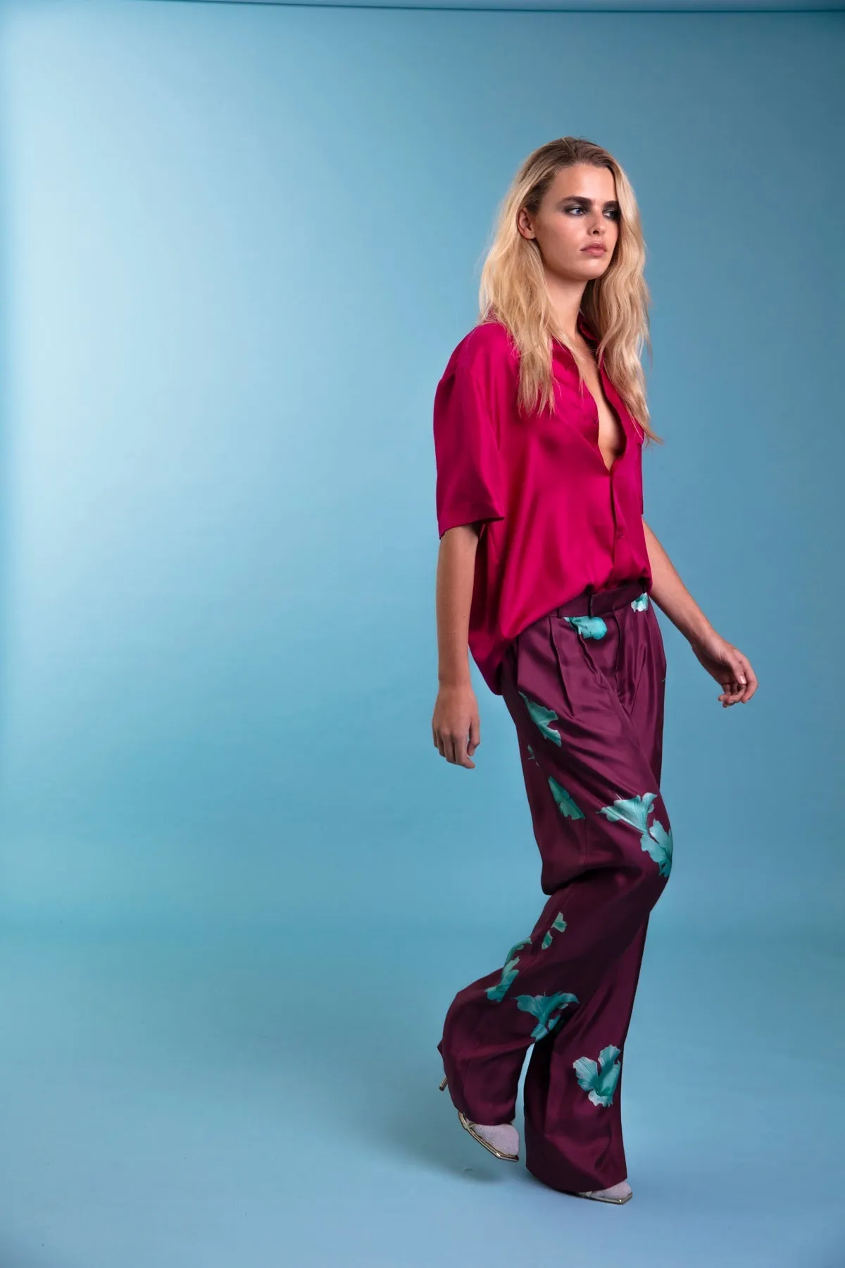 Salinas Silk Trouser Purple Hawaii Woman