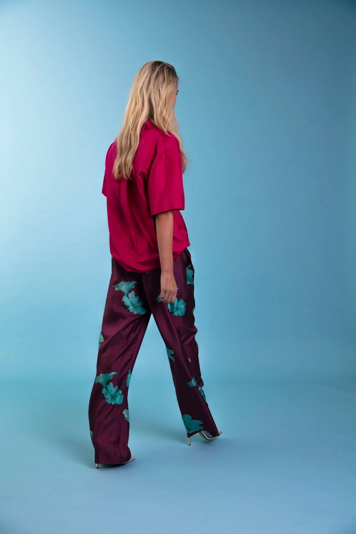 Salinas Silk Trouser Purple Hawaii Woman