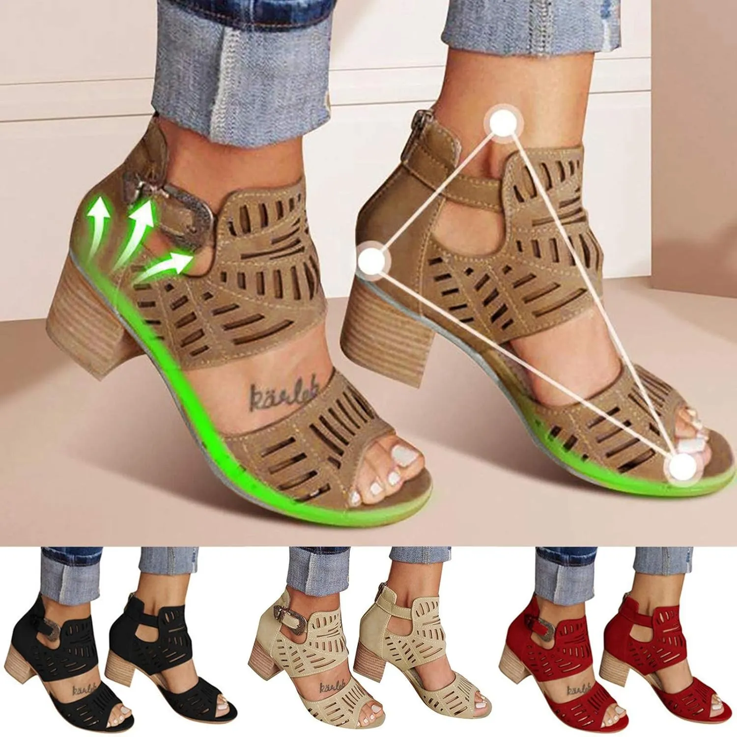 Sandals for Women, Summer Casual Wedge Sandals Hollow Out Shoes Platform Sandals with High Heel Beach Sandals