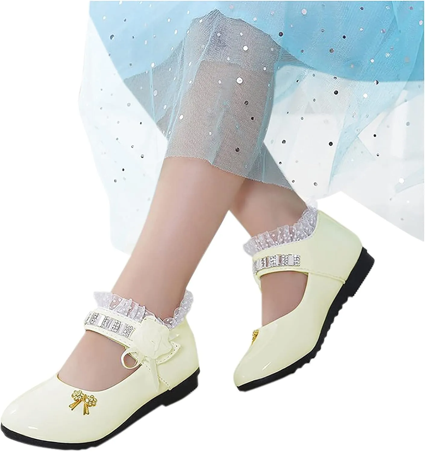 Shoes for Girls Comfortable PU Flats School Shoes for Girls Mary Jane Girls Flats Cute Girls Dress Shoes Princess Shoes