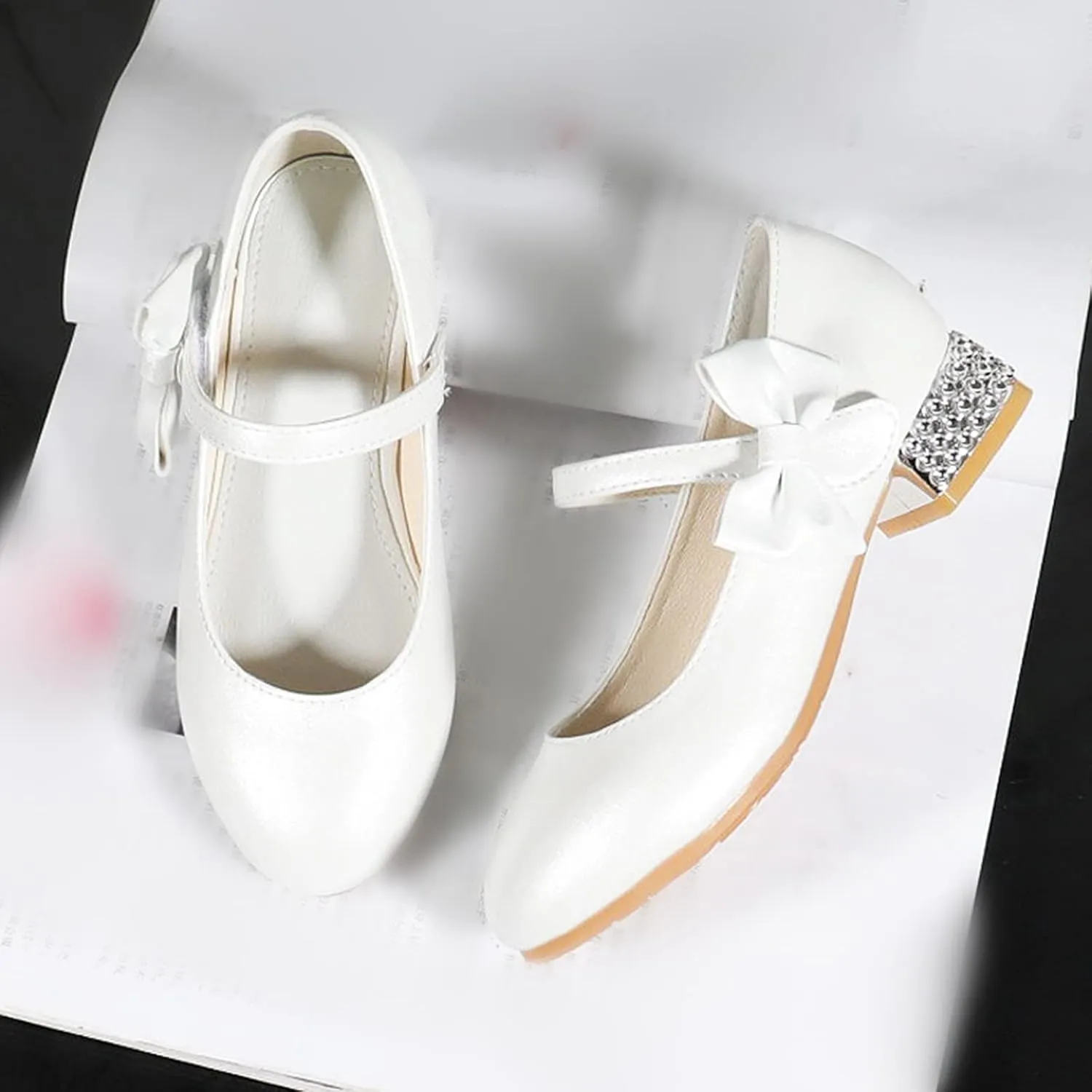 Shoes Low Heel for Girls Toddler Dress Shoes Cute Bowknot Patent Mary Jane Flower Girls Wedding School Party