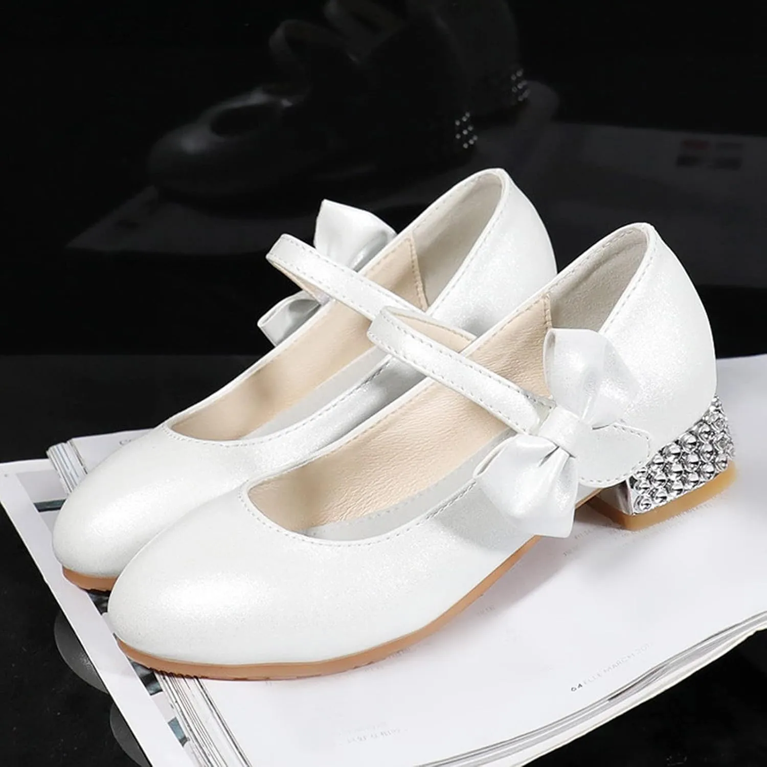 Shoes Low Heel for Girls Toddler Dress Shoes Cute Bowknot Patent Mary Jane Flower Girls Wedding School Party
