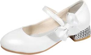 Shoes Low Heel for Girls Toddler Dress Shoes Cute Bowknot Patent Mary Jane Flower Girls Wedding School Party