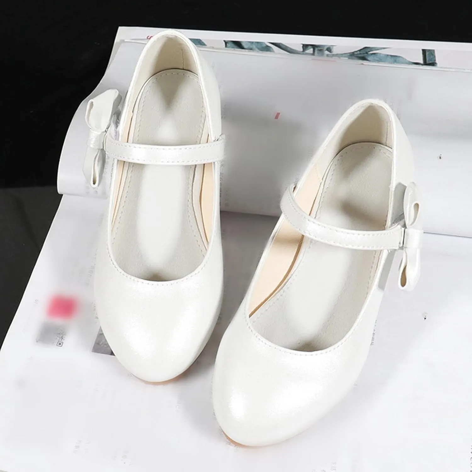 Shoes Low Heel for Girls Toddler Dress Shoes Cute Bowknot Patent Mary Jane Flower Girls Wedding School Party