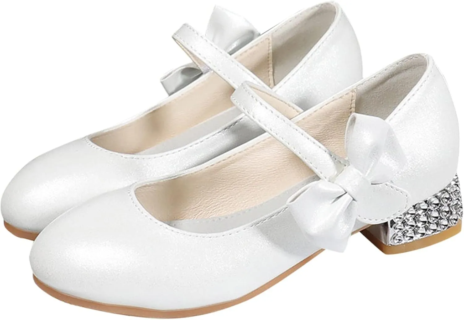 Shoes Low Heel for Girls Toddler Dress Shoes Cute Bowknot Patent Mary Jane Flower Girls Wedding School Party
